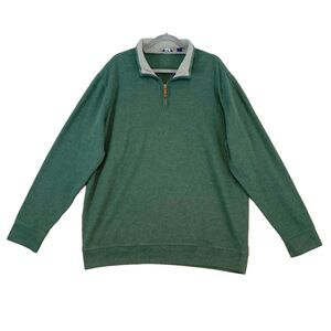 Lands End 1/4 Zip Sweater‎ Men's XXL/T 50-52 Green Pullover Casual Classic